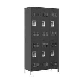 GOODSILO - 6-Door Full-Height Steel Storage Locker Cabinet with Key Locks for Secure Organization - Black