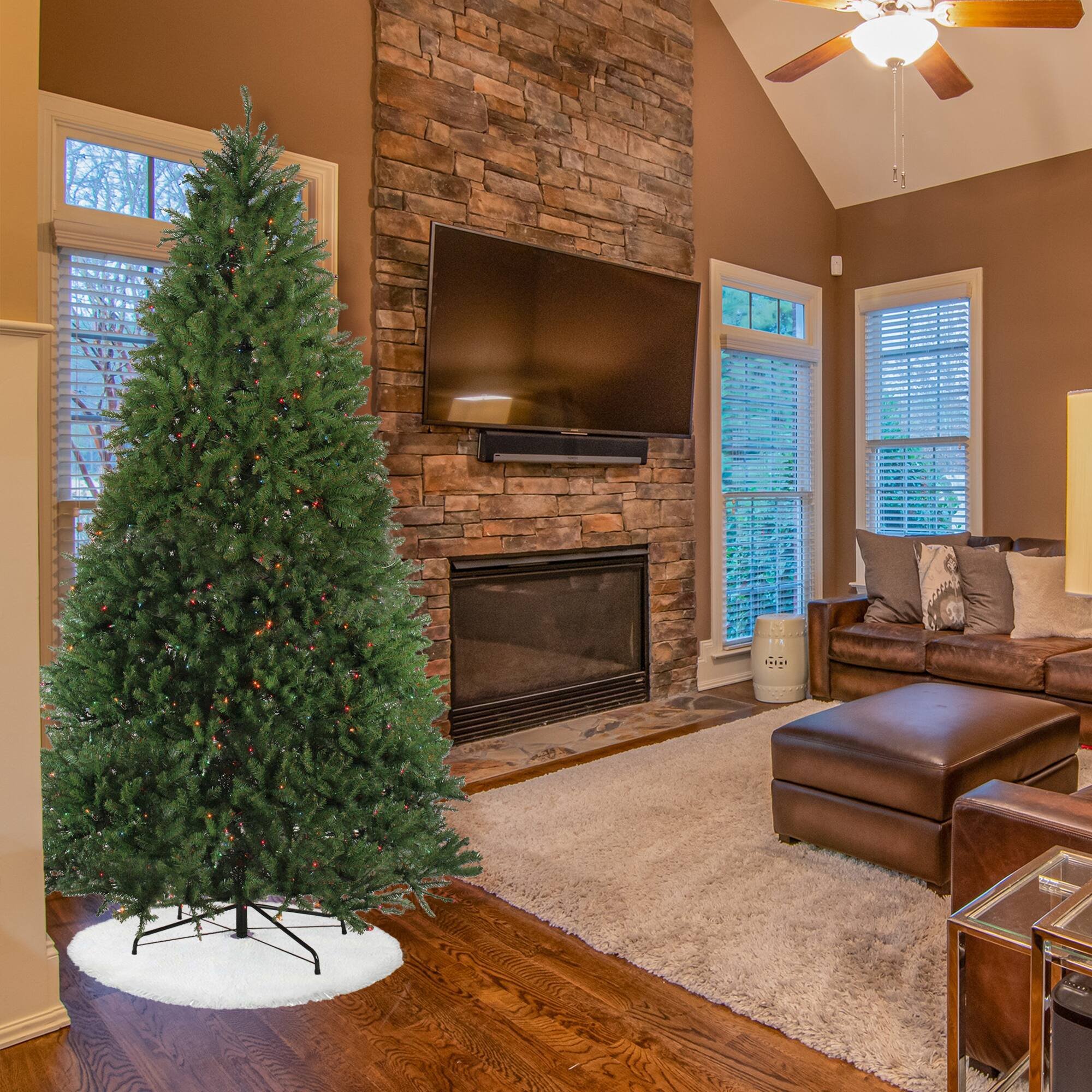 Alt View 2. Northlight - 10' Pre-Lit Full Northern Pine Artificial Christmas Tree, Multi Lights - Green.