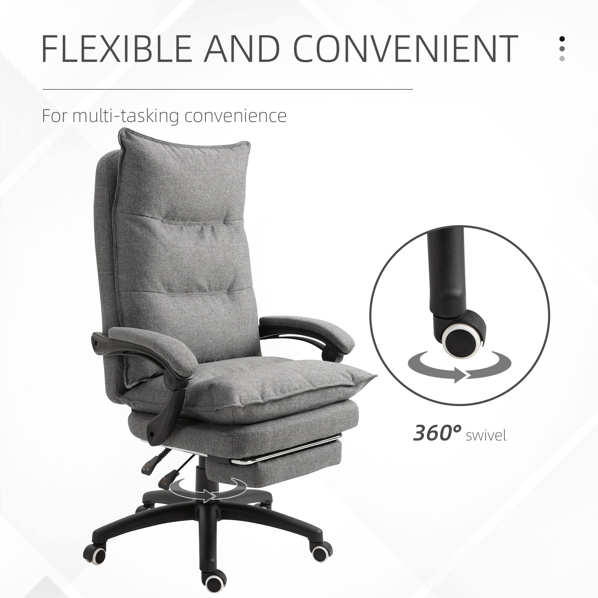 FLEXIBLE AND CONVENIENT

For multi-tasking convenience

360° swivel