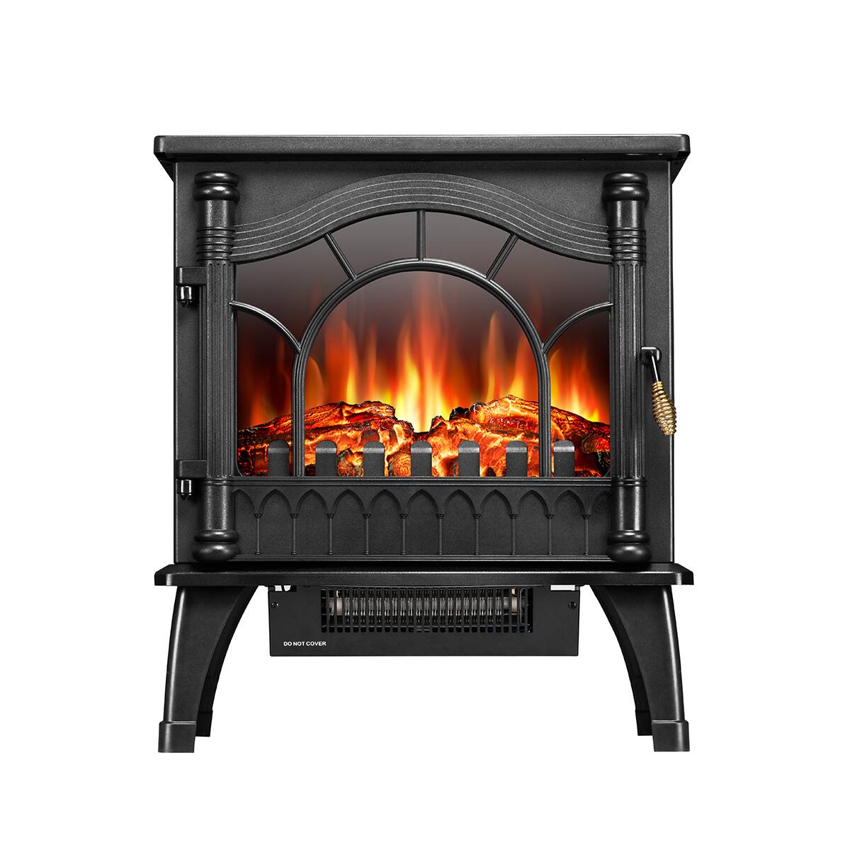 Angle. Bestier - Electric Fireplace Stove, Freestanding Fireplace Heater with Realistic Flame, 1000/1500W Fireplace Heater - Black.