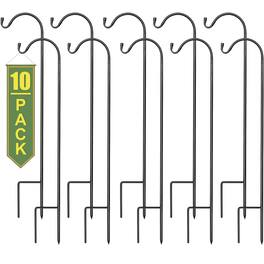 Sorbus - Shepherds Hooks for Outdoor - Set of 10 Extendable Garden Planter Stakes for Bird Feeders, Outdoor Décor - Black
