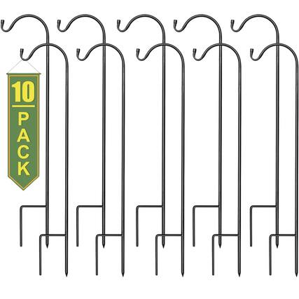 Front. Sorbus - Sorbus Shepherds Hooks for Outdoor - Set of 10 Extendable Garden Planter Stakes for Bird Feeders, Outdoor Décor - Black.