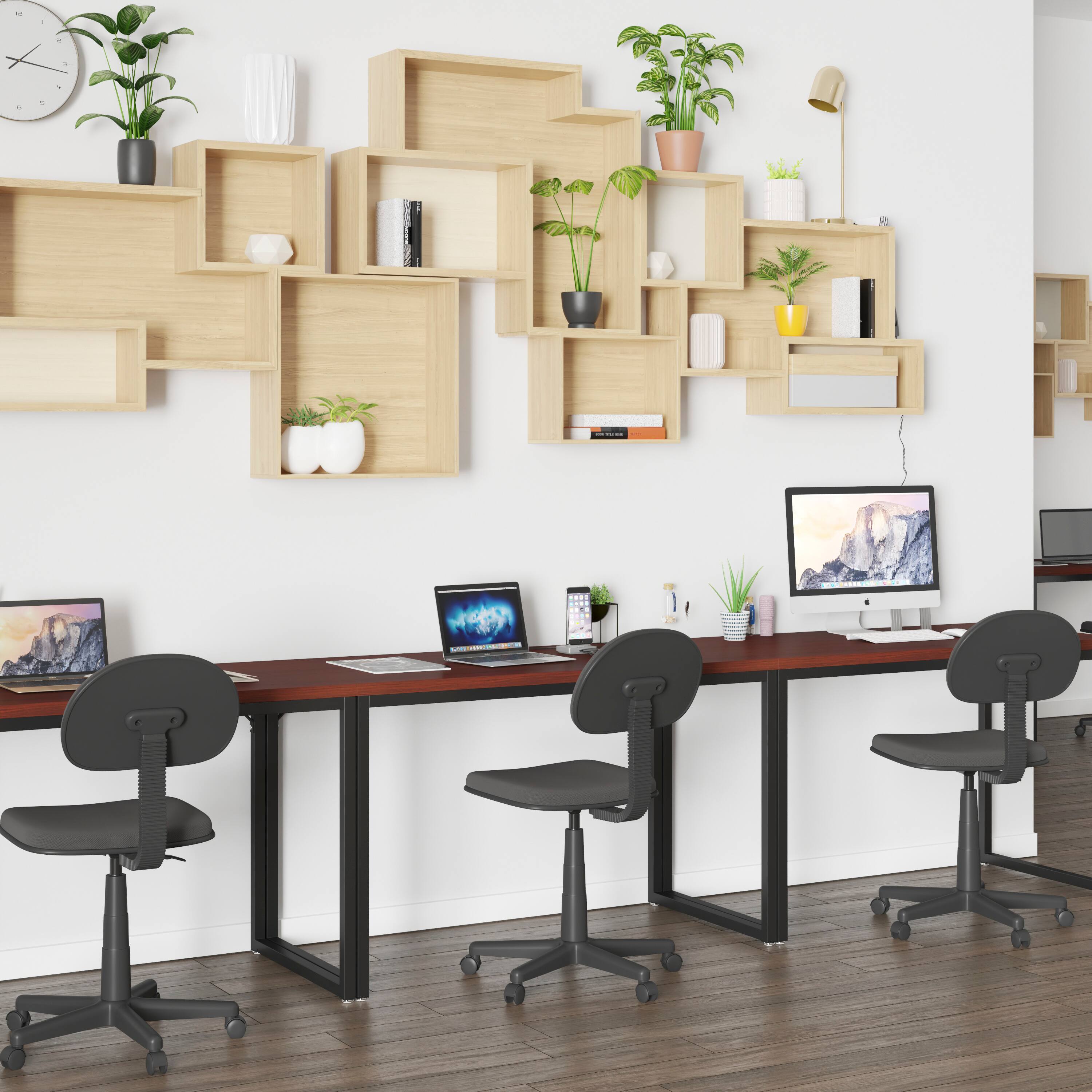 Alt View 4. Emma + Oliver - Industrial Modern Desk-47"L Commercial Grade Home Office Desk - Mahogany Top/Black Frame.