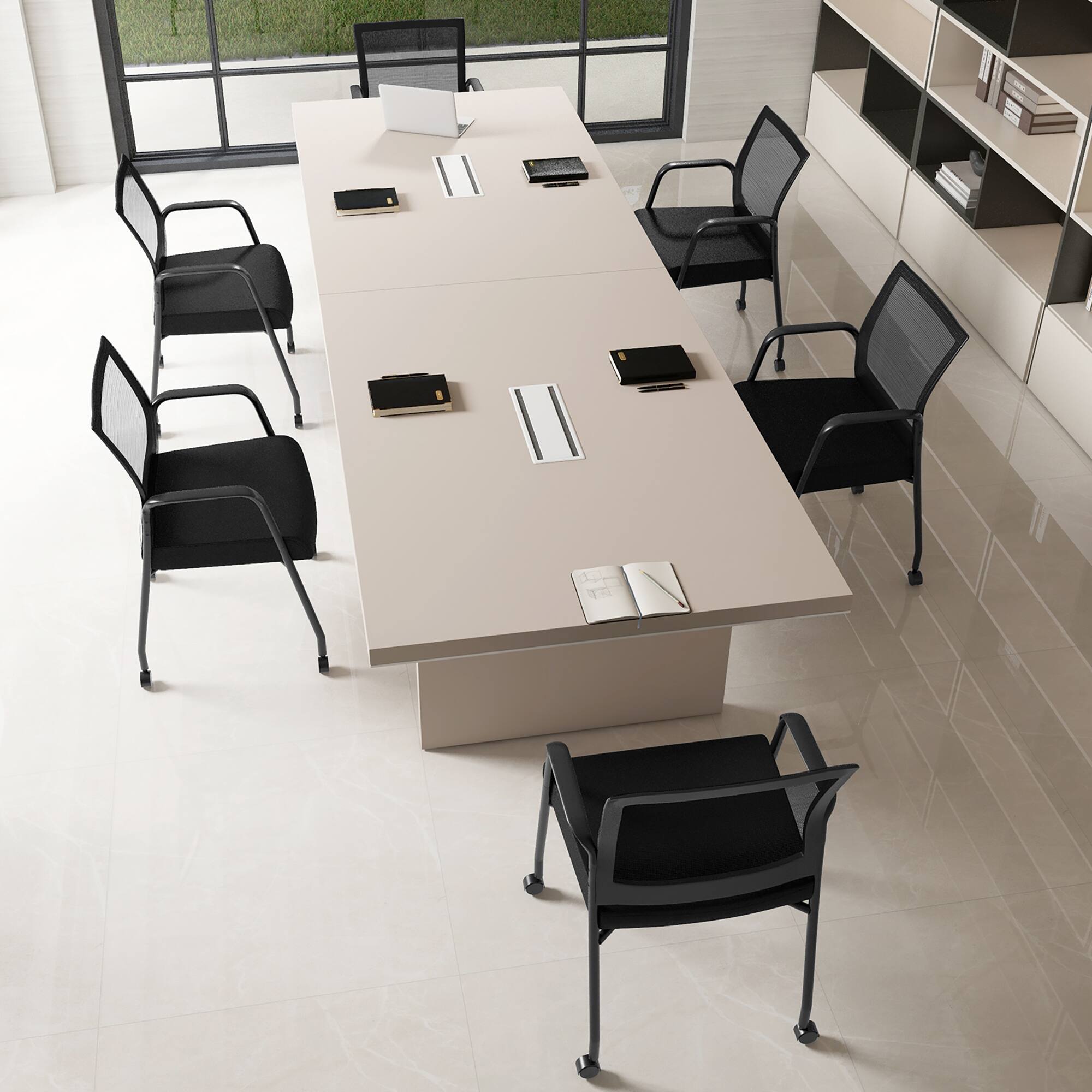 Alt View 3. Gymax - Gymax 10 Pcs Office Guest Chairs on Wheels w/ Metal Frame & Armrests Mesh Back Office - Black.