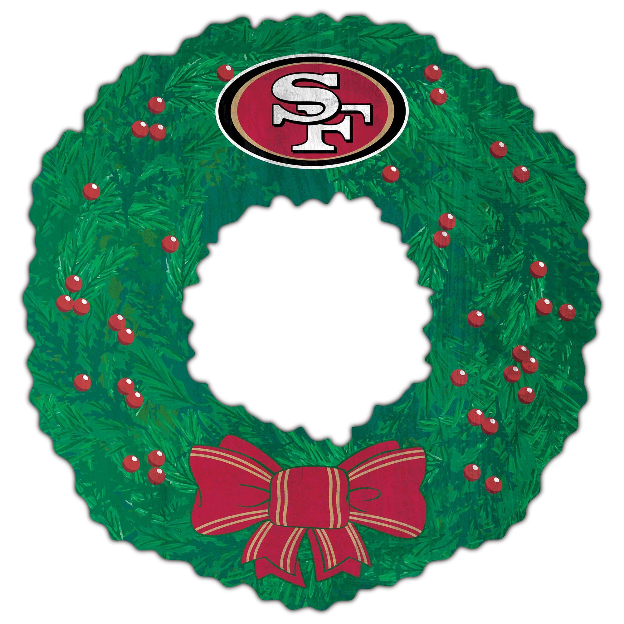 Front. Fan Creations - San Francisco 49ers 16'' Team Wreath Sign - Green.