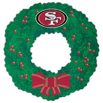 Front. Fan Creations - San Francisco 49ers 16'' Team Wreath Sign - Green.
