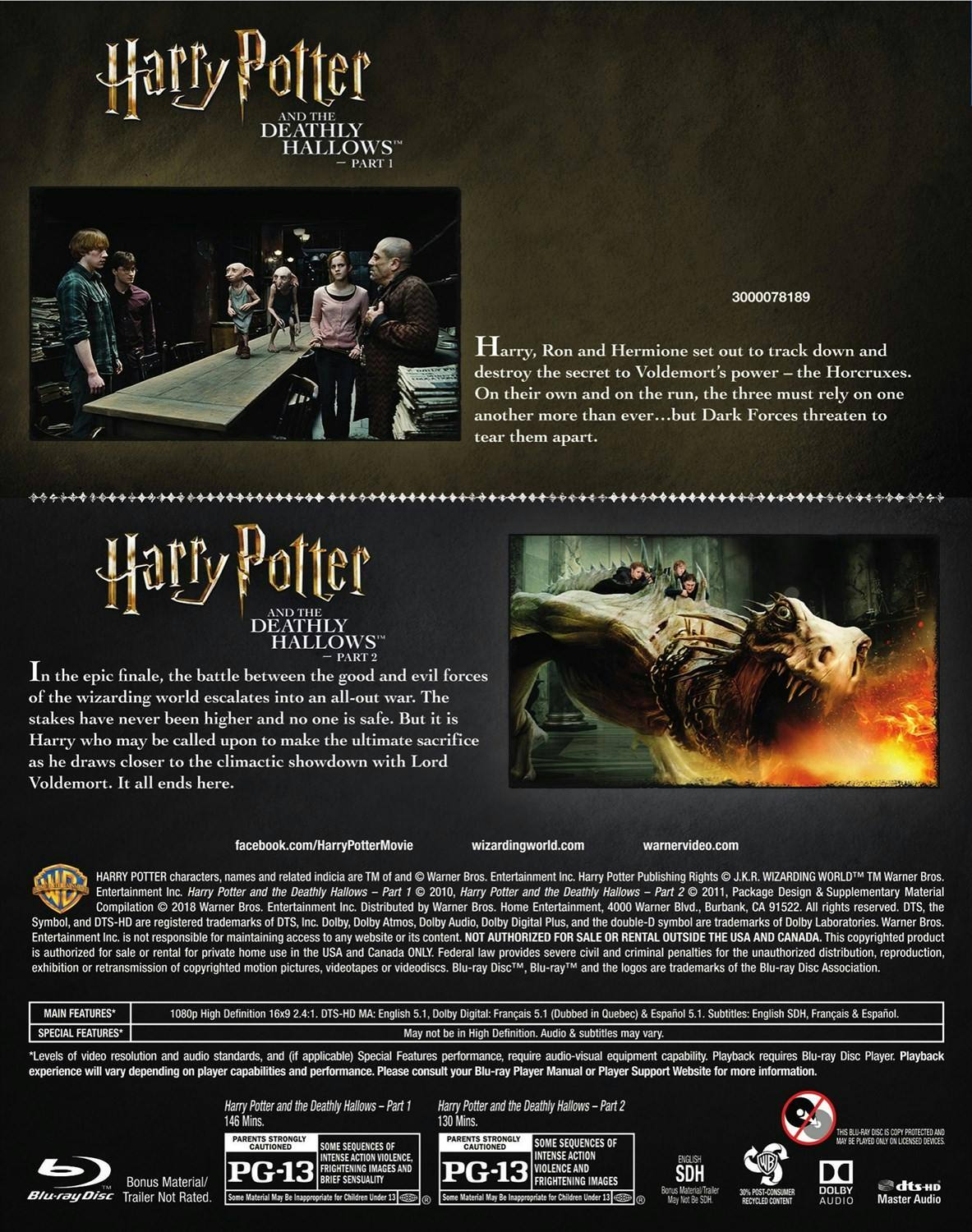 Back. Harry Potter: Deathly Hallows, Part 1&2 (Blu-ray Double Feature) [Blu-ray].