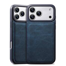 Dteck - for Apple iPhone 17 Pro Max Retro PU Leather Wallet Case,Shockproof Magnetic Closure Flip Hidden Card Slots Back Cover - Blue