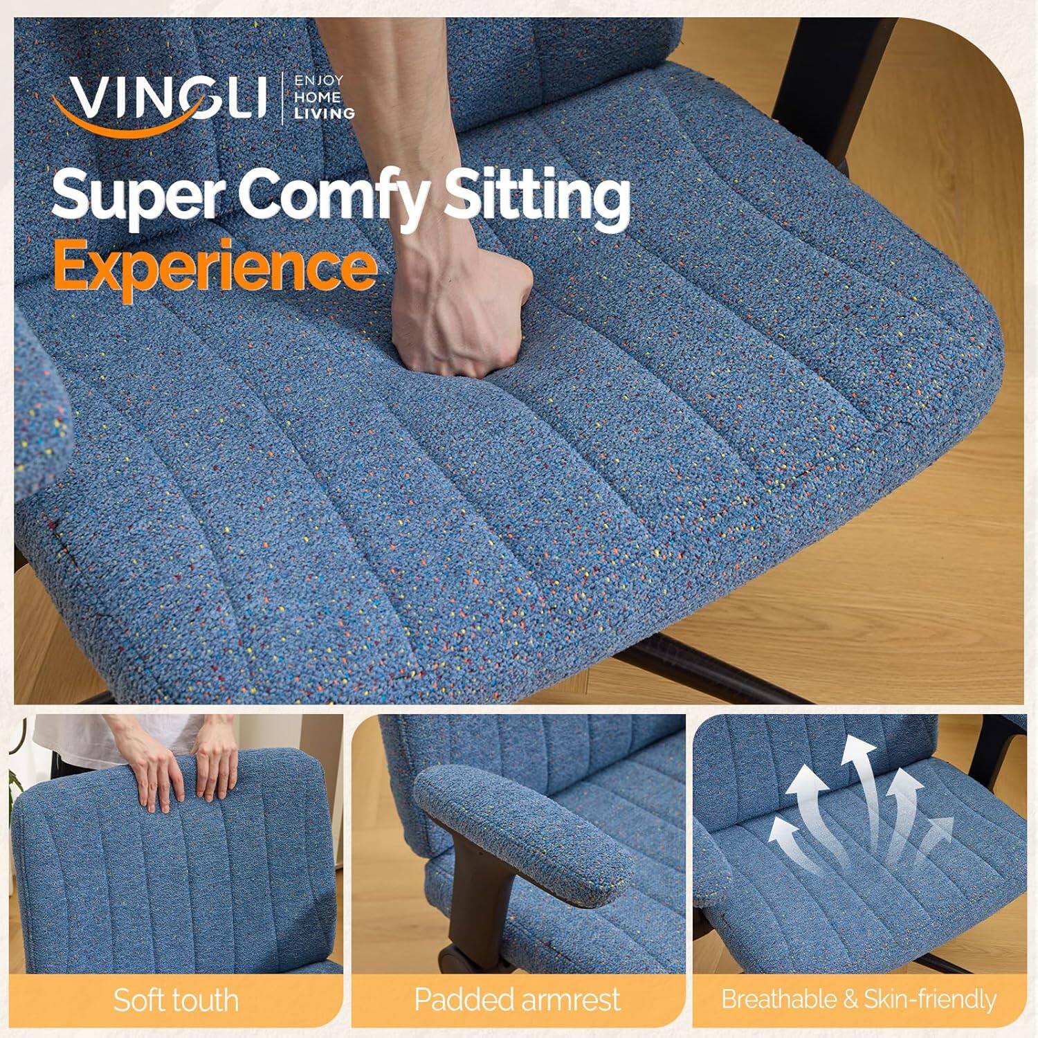 ENJOY VINGLI HOME LIVING Super Comfy Sitting Experience Soft touch Padded armrest Breathable & Skin-friendly