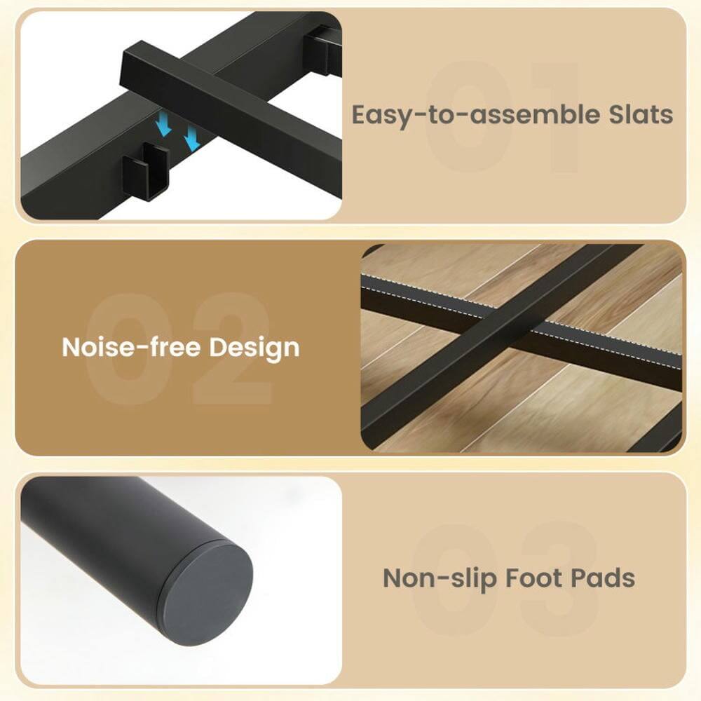 Easy-to-assemble Slats  
Noise-free Design  
Non-slip Foot Pads