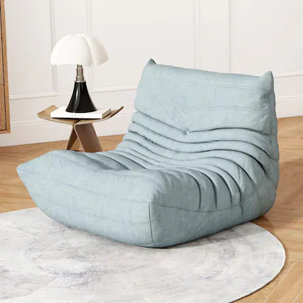 Front. PO3TICJUNKI3 - Bean Bag Chairs For Adults Sofa Adult Size With Soft Waterproof Fabric Living Room Apartments Reading Corne - Mist Blue.