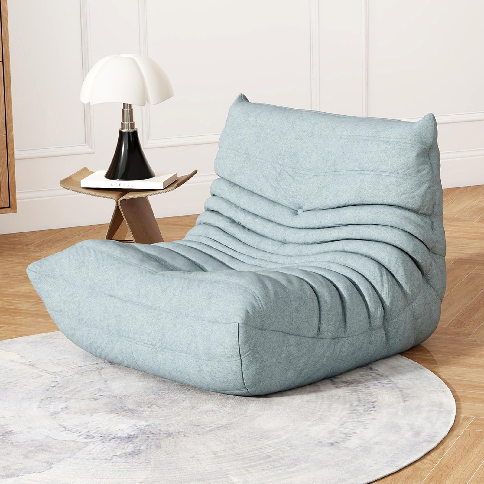 Front. PO3TICJUNKI3 - Bean Bag Chairs For Adults Sofa Adult Size With Soft Waterproof Fabric Living Room Apartments Reading Corne - Mist Blue.