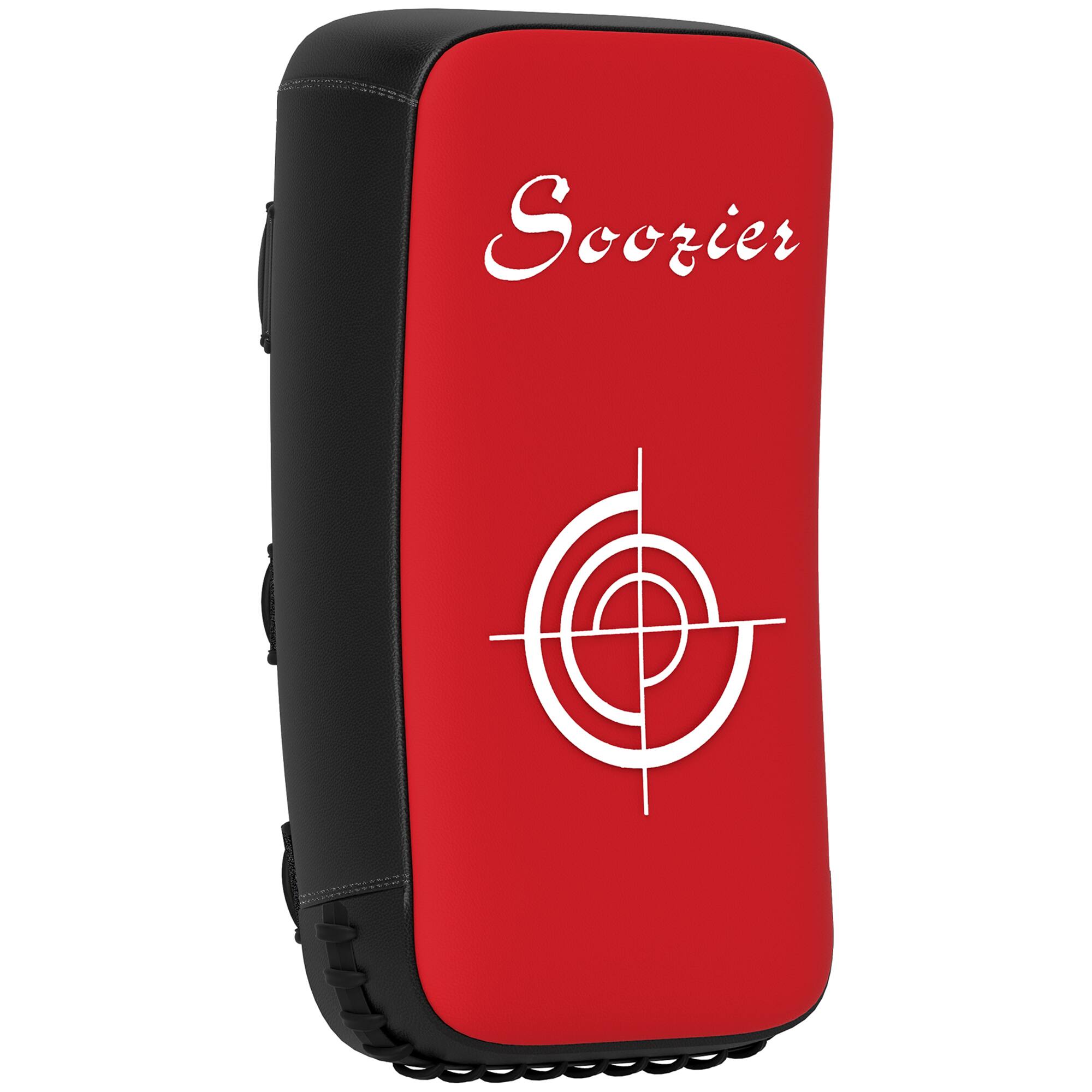 Front. Soozier - Curved Kick Shield, 16.5 in Muay Thai Pad Punching Pad for Martial Arts, Karate, Kickboxing, MMA - Red.