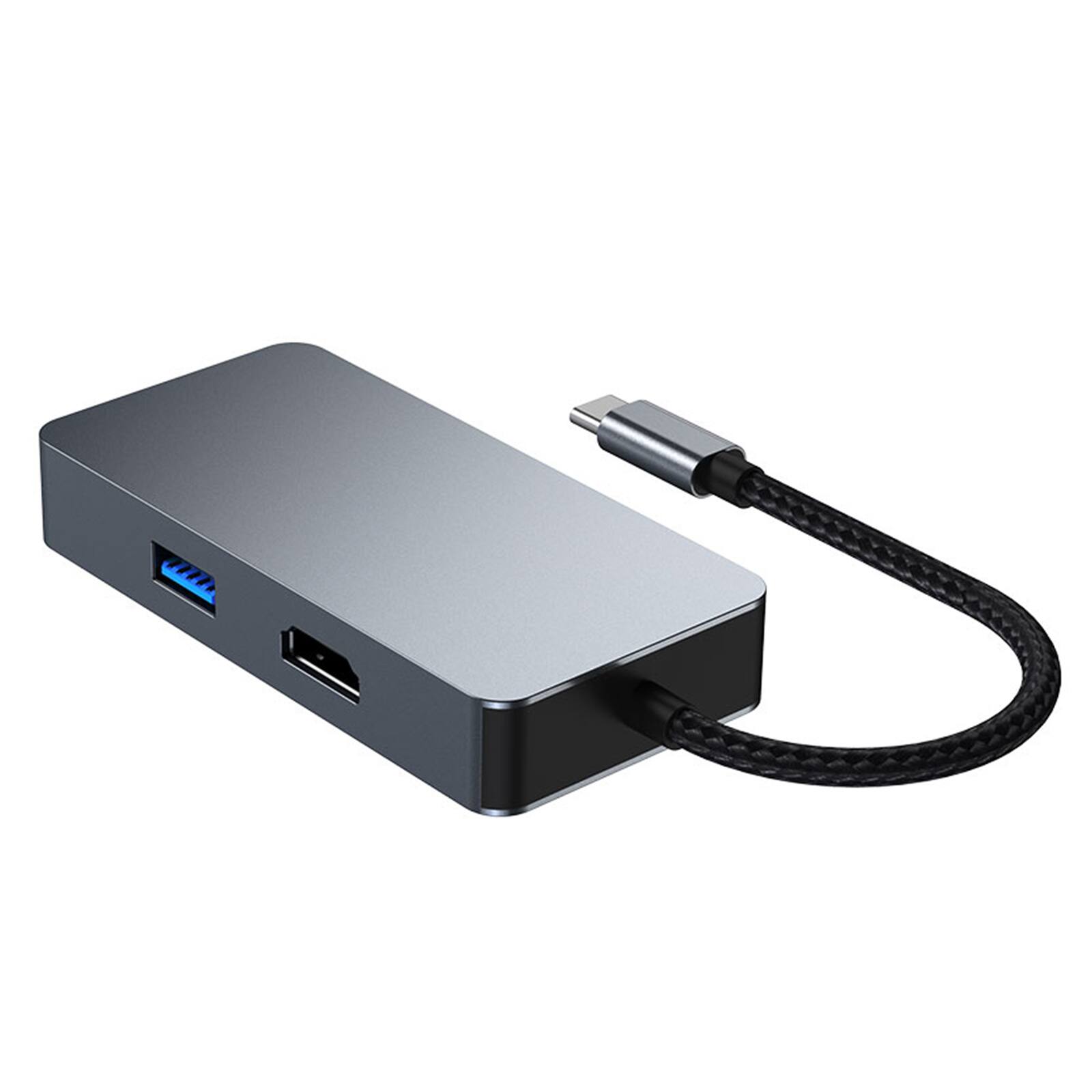 Angle. Topteng - 6-in-1 USB C Hub with Gigabit Ethernet & USB 3.2 - 100W PD, 4K 60Hz HDMI, 3xUSB Ports, Aluminum Dock.