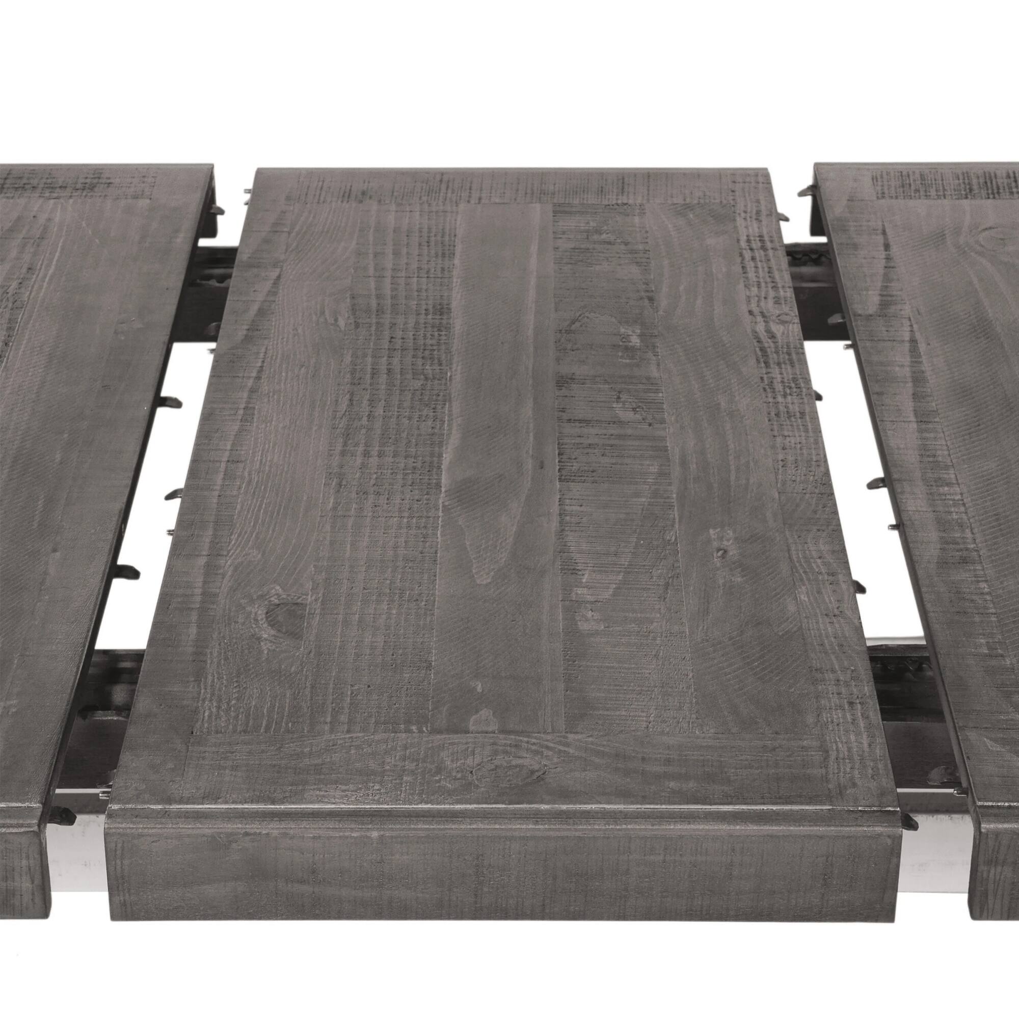 Alt View 3. Manhattan Lane - Eya 7pc Dining Table and Chair Set, Distressed White Wood, Gray Fabric - White, Gray.