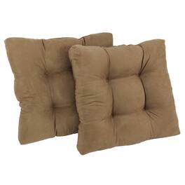 Blazing Needles - 19-inch Squared Microsuede Tufted Dining Chair Cushion (Set of Two) - Java