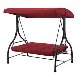 Boyel Living - 3 Person Metal Patio Swing Chair Outdoor Porch Swing for Garden Backyard Deck - Red
