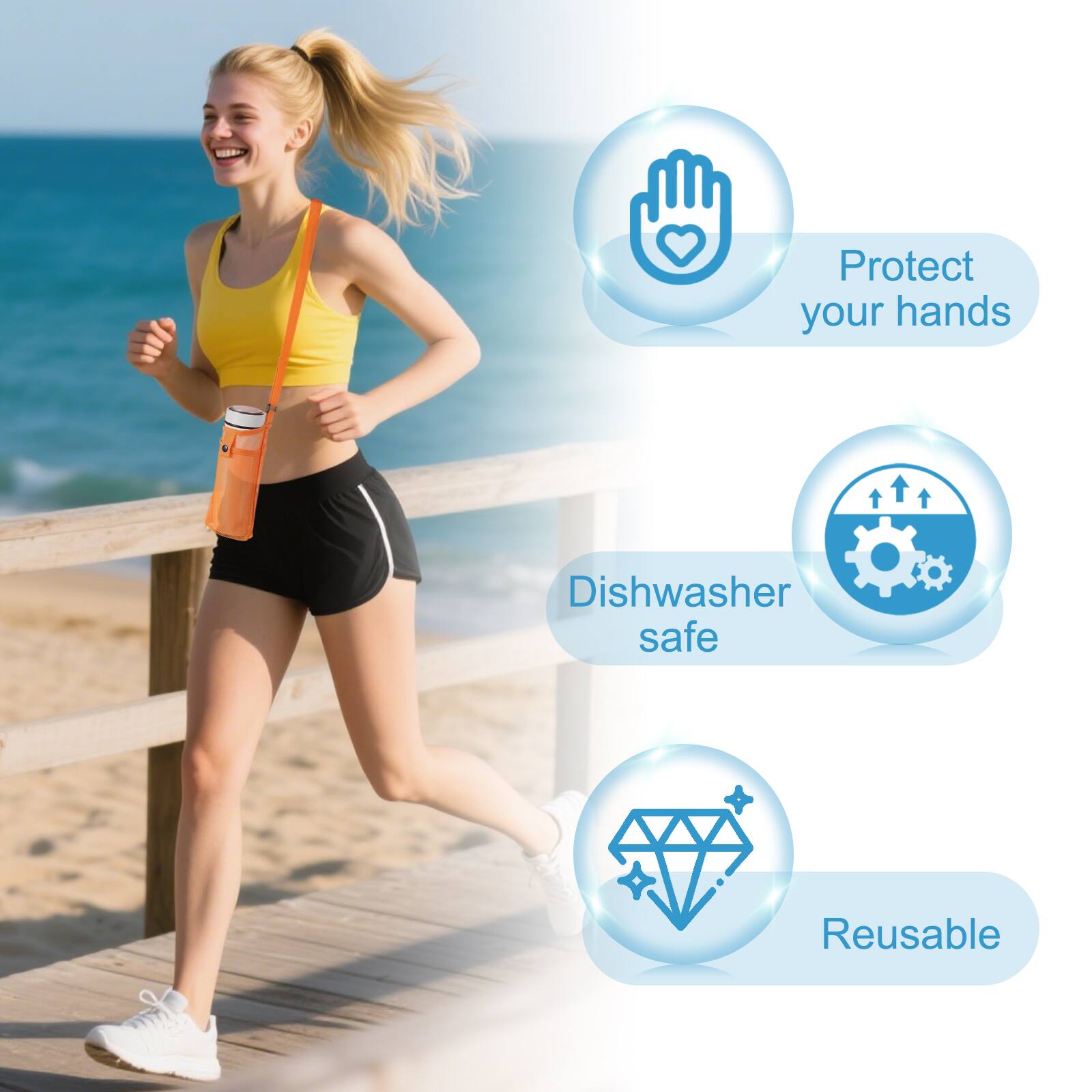 Protect your hands  
Dishwasher safe  
Reusable