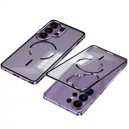 Dteck - Magnetic Aluminum Bumper Case for Samsung Galaxy S26 Ultra, Slim Shockproof Translucent Matte Cover with Buckle Lock - Purple