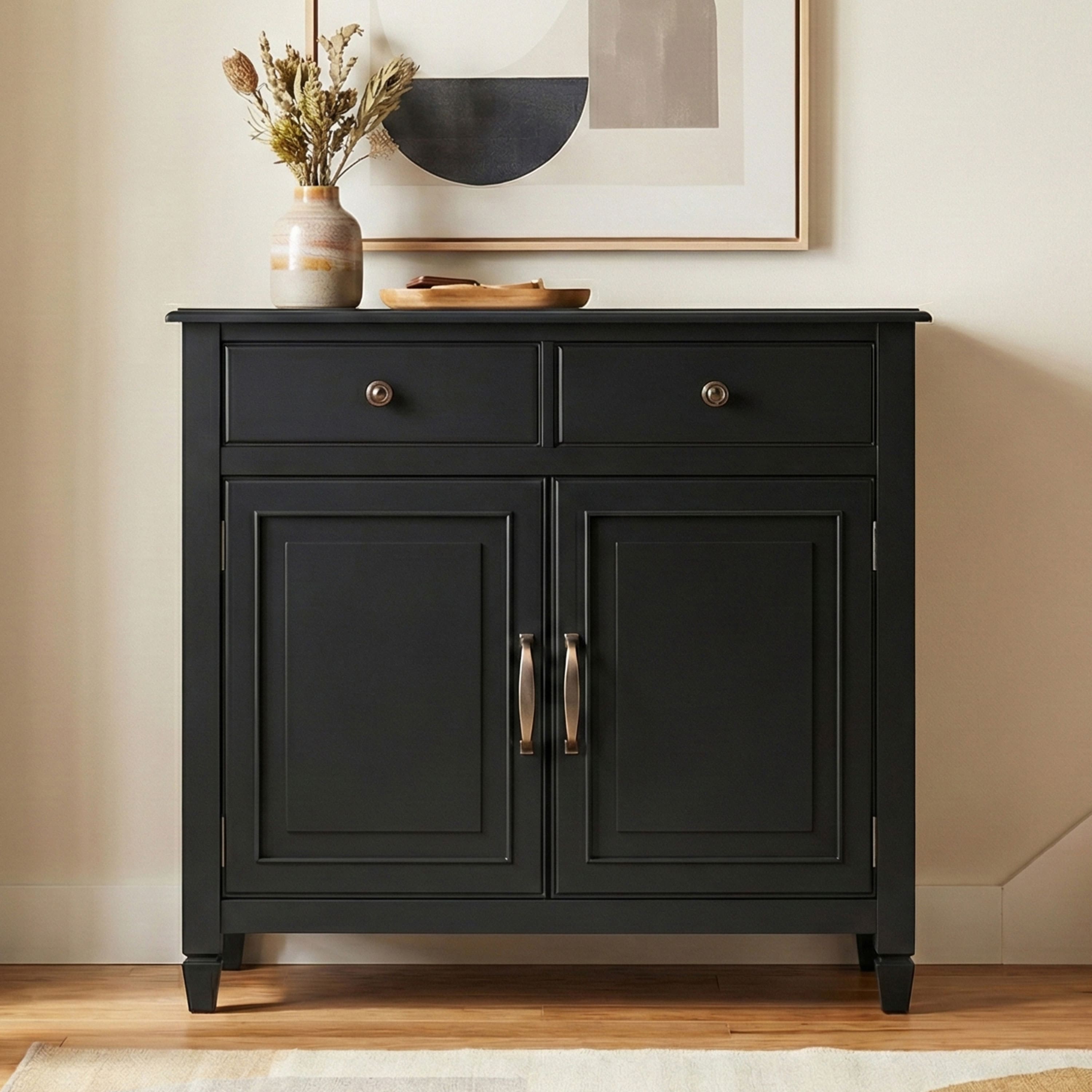 Simpli Home - Connaught 40 inch Wide Solid Wood Traditional Entryway Storage Cabinet - Black