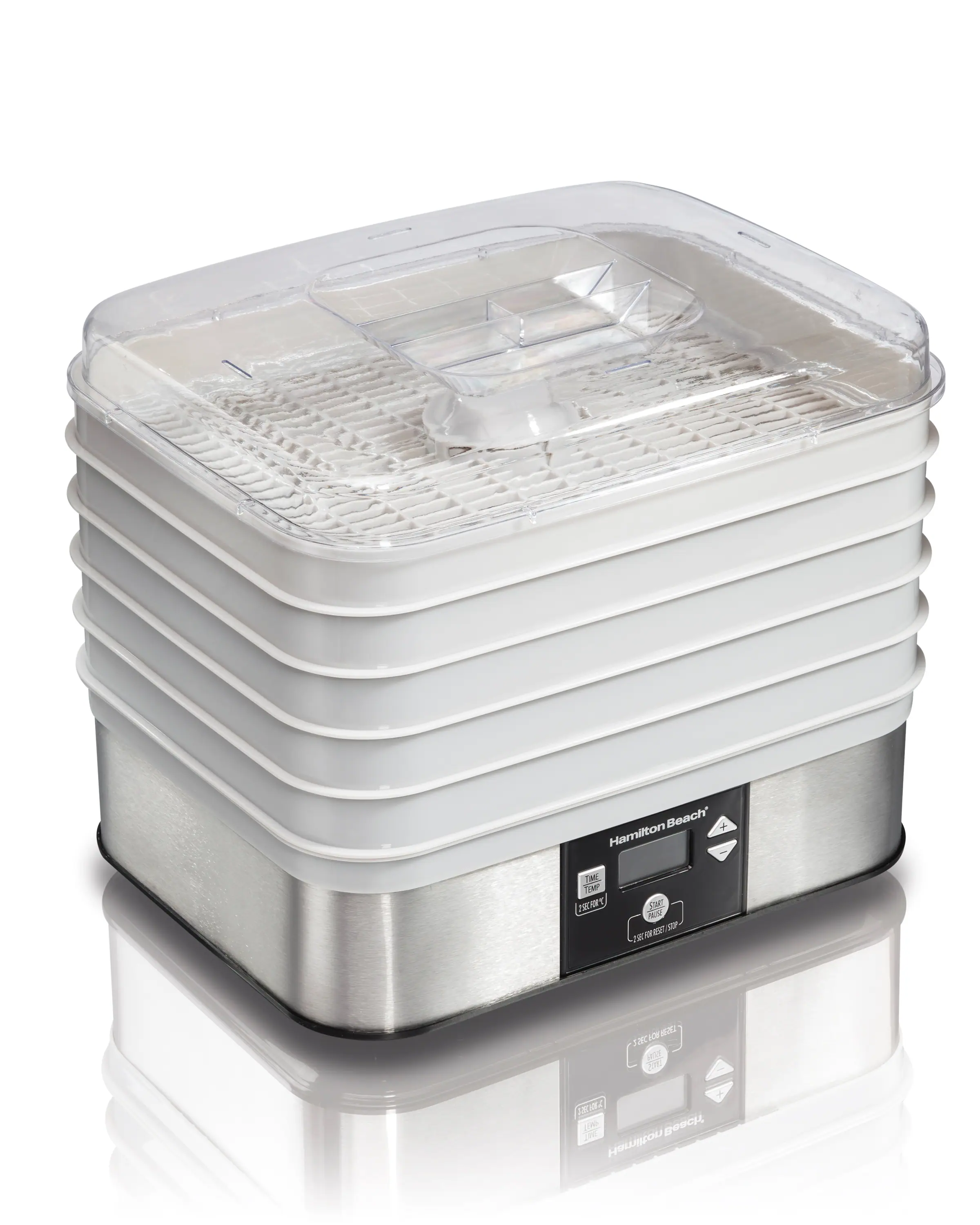 Front. Hamilton Beach - 5-Tray Food Dehydrator - Silver/White.