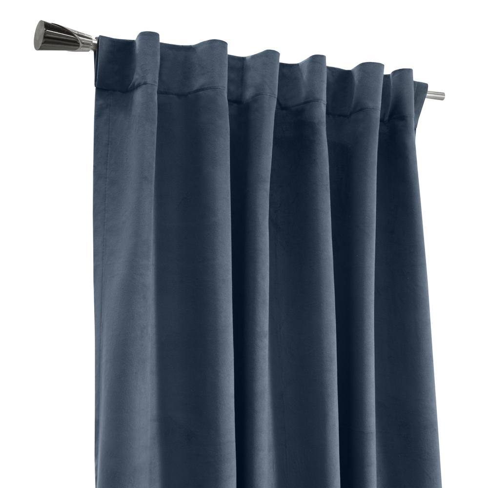 Left. Commonwealth Home Fashions - Thermaplus Seren Room Darkening Window Treatment Dual Header Curtain Panel for Bedroom Livingroom 50" x 84" Navy - Navy.