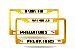 Rico Industries - Nashville Predators Gold Yellow Painted Chrome Metal License Plate Frame - Set of 2 - Multi