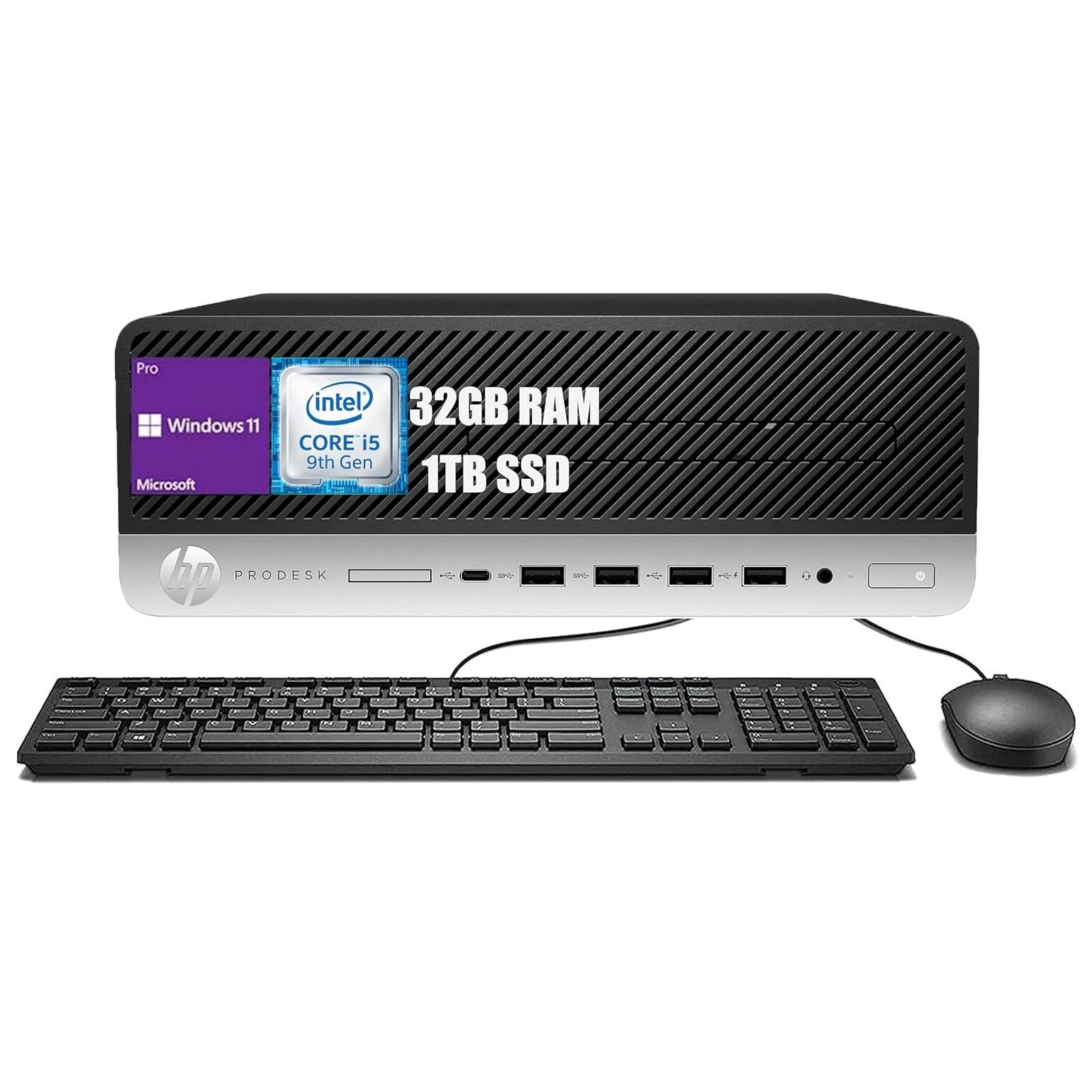 HP - Refurbished Excellent - ProDesk 600 G5 SFF Desktop PC, Intel Core i5-9500 up to 4.4Ghz, 32GB DDR4 RAM, 1TB SSD, Built-in WiFi&BT, Win11Pro - Black