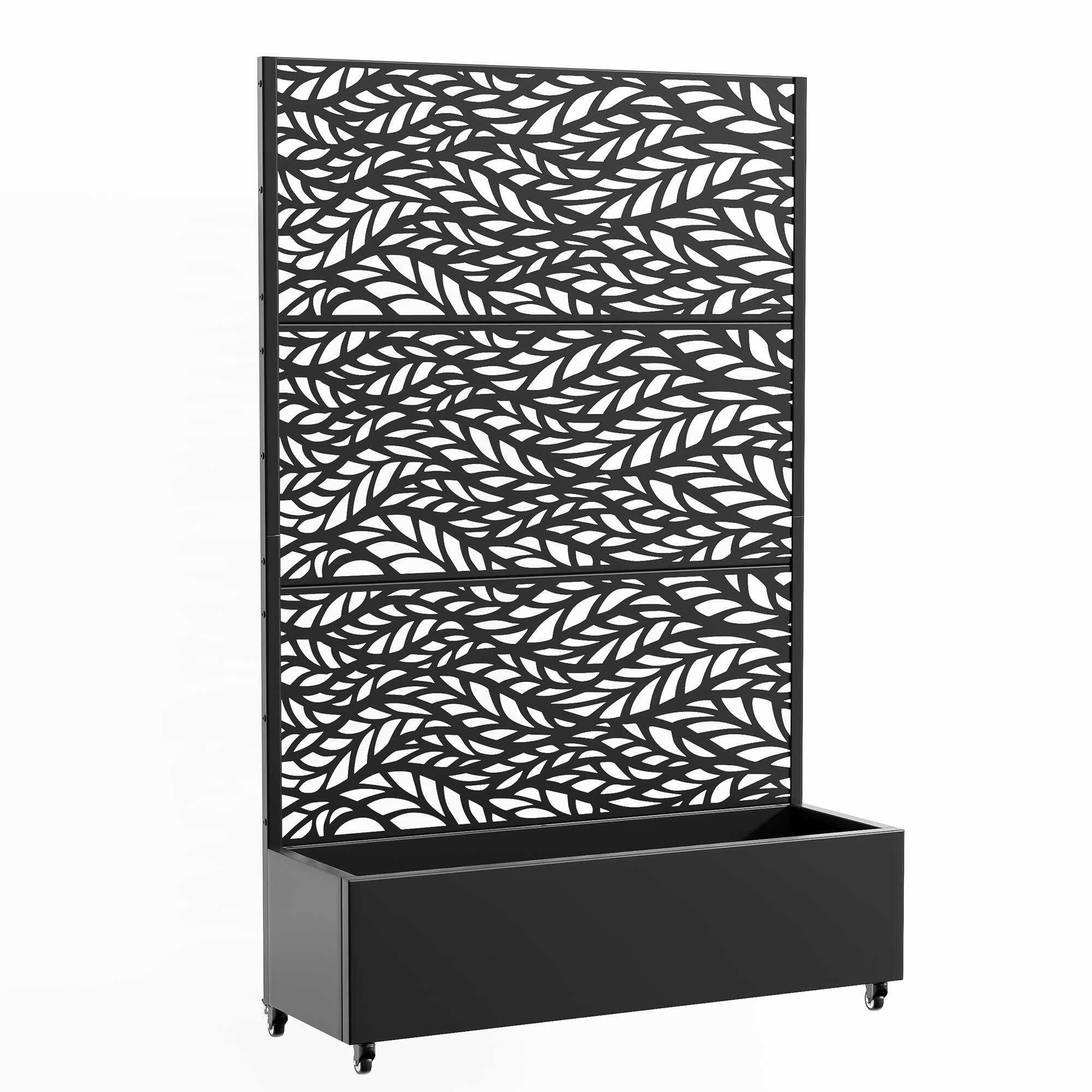 Angle. PexFix - 72 in. H x 47 in. W Spring Pattern Rectangle Metal Planter Box Raised Garden Beds with Trellis-Ideal for Balcony - Black.