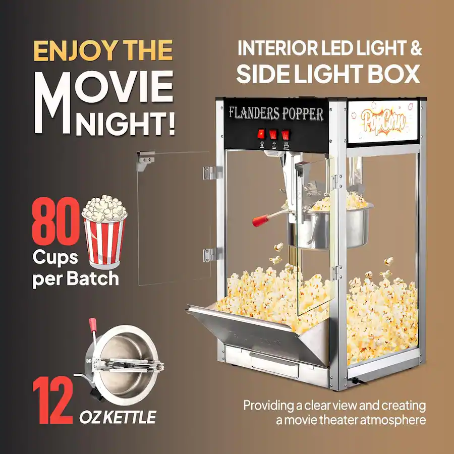 Desktop Popcorn Machine Winado 1400W Commercial Popcorn Machine with 12 Ounce Kettle Makes Up ...