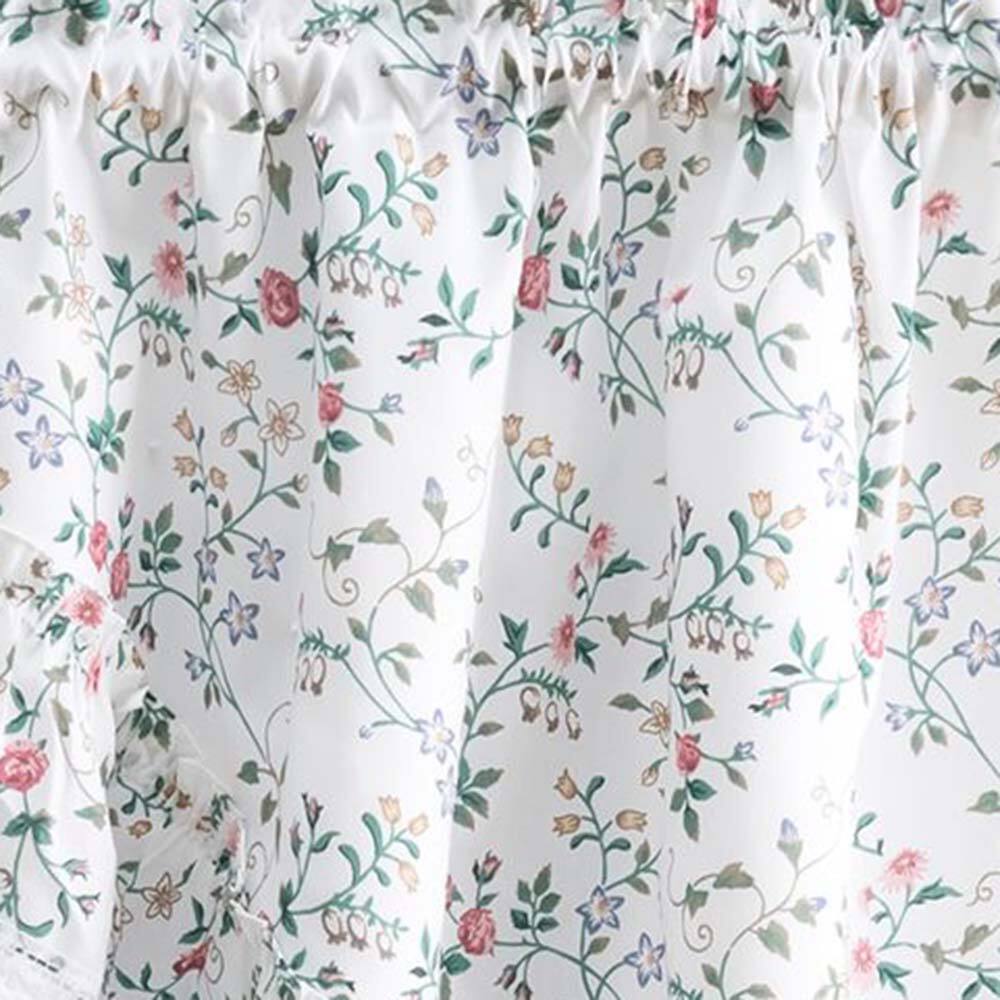 Left. Ellis Curtain - Ellis Country Floral Small Scale 1.5" Rod Pocket Floral Pattern with Ruffle Lace Edge Swag 58"x36" Multicolor - Multicolor.