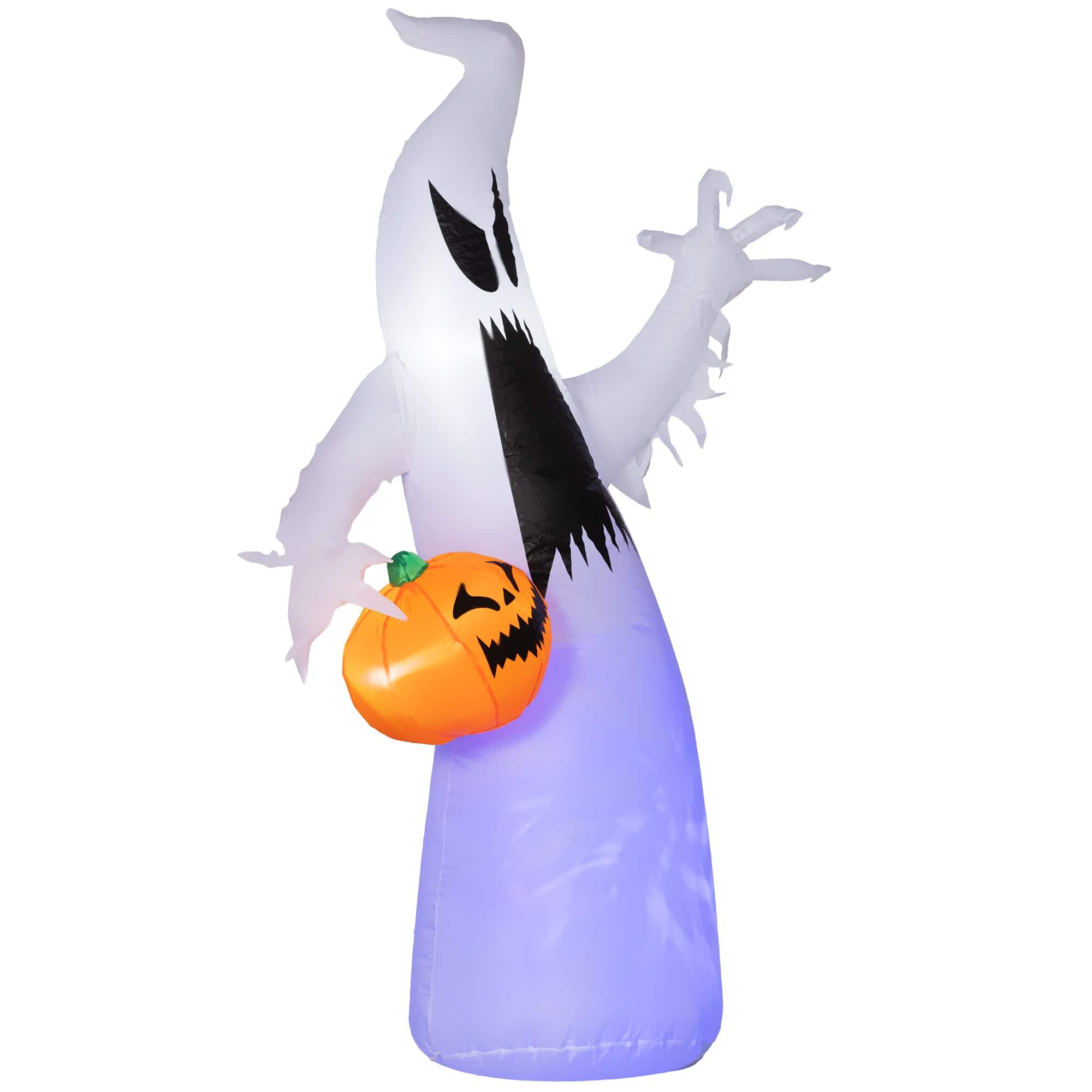 Boyel Living - 5.9ft Halloween Inflatable Ghost with Pumpkin Purple Lighted Waterproof Yard Decoration with LED - White