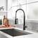Front. Siljoy - Black Kitchen Faucet with Pull Down Sprayer Modern Commercial Spring Pull-Out Kitchen Sink Faucet - Black.