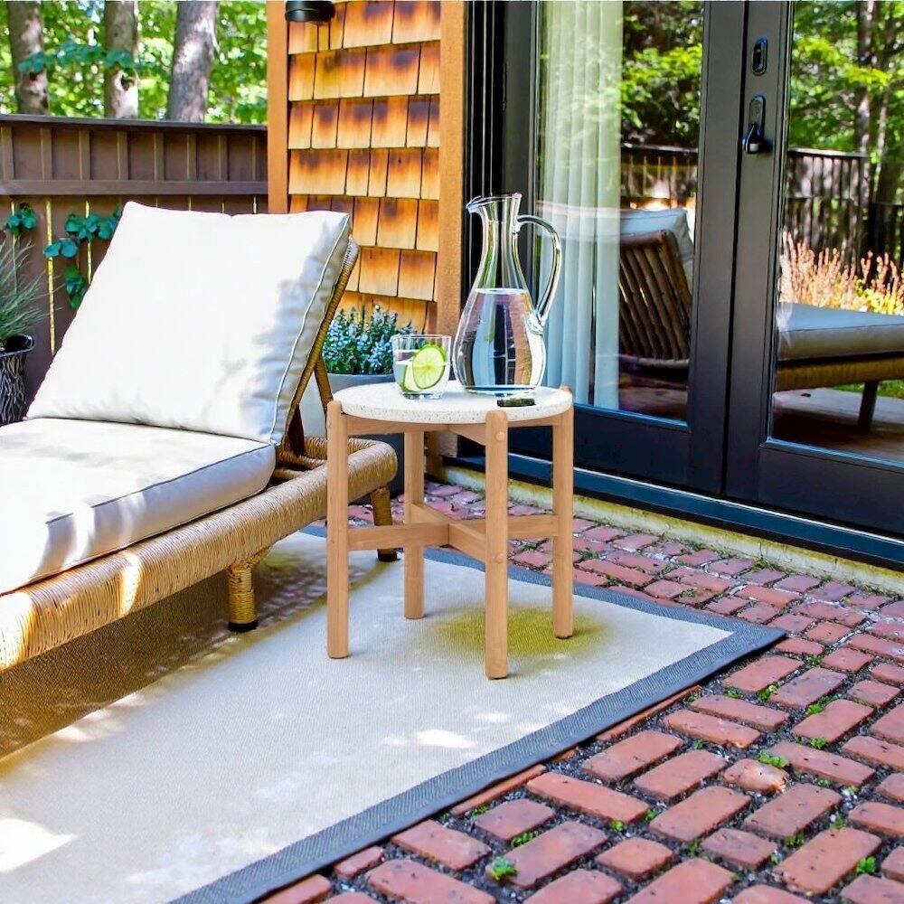 Alt View 2. Outdoor Escape - Outdoor Side Table, Small Patio Table for Outside or Porch Use - Natural.