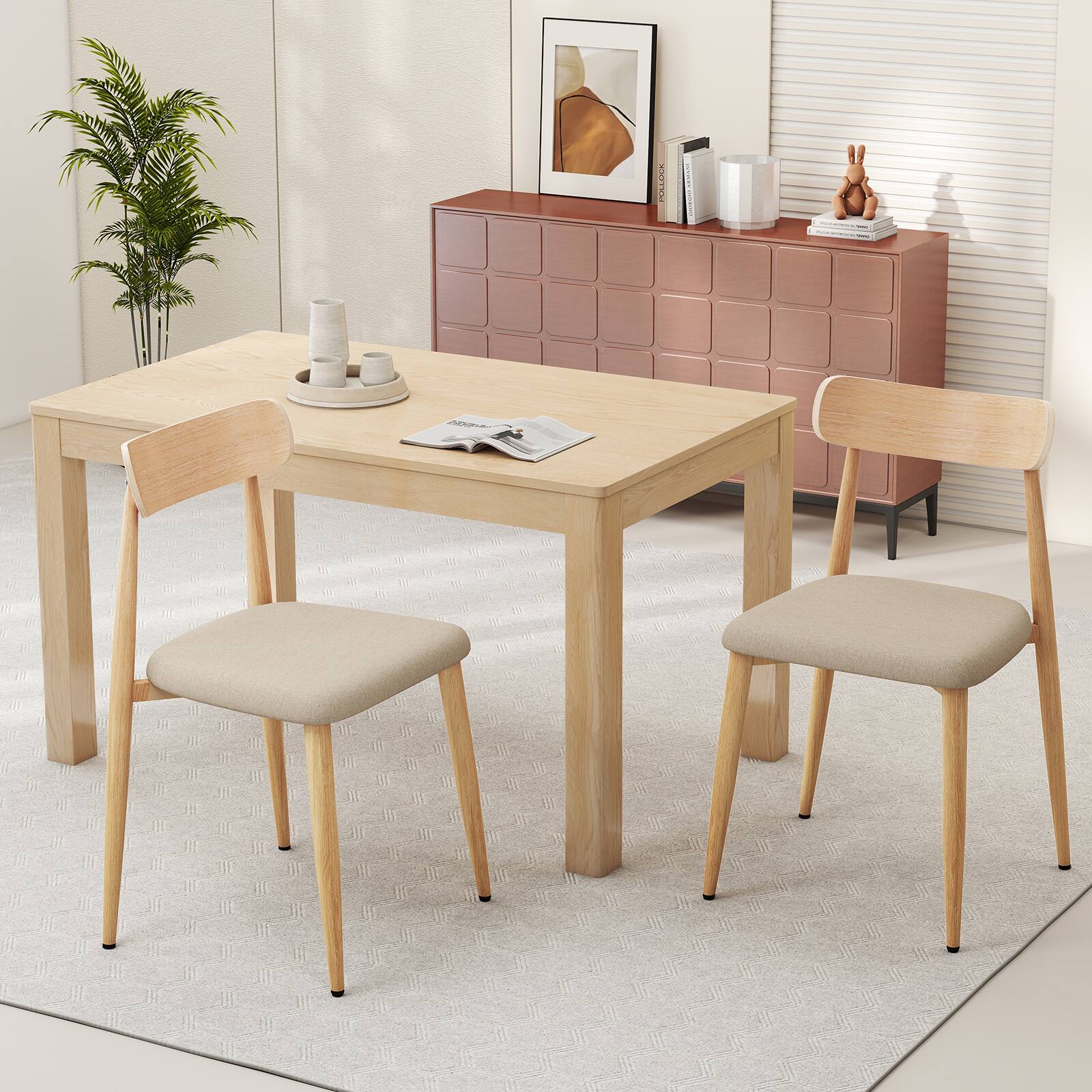 Alt View 7. Gymax - Gymax Modern Upholstered Dining Chairs Set of 2 w/Wood-Like Metal Legs Padded Seat - Grey.