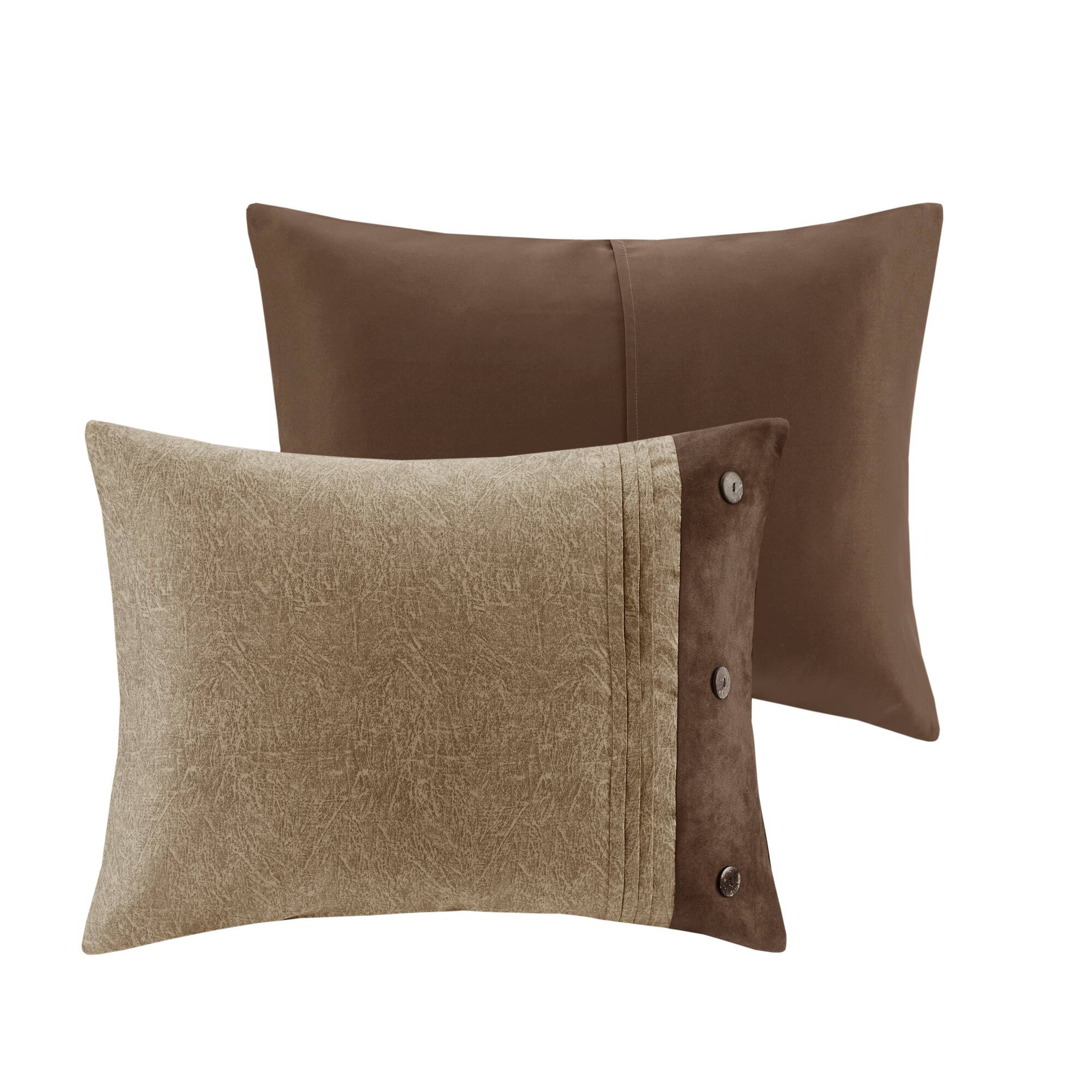 Back. TinyHomie - 7 Piece Faux Suede Comforter Set Brown Cal King - Brown.