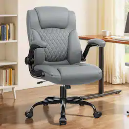 KERDOM - Swivel Tilt Gamer Ergonomic Computer Chair with Lumbar Support, Height Adjustable, Adjustable Arms Space Saving - Gray