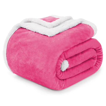 Front. Alchemy Casas - Sherpa Fleece Throw Blankets Soft Fluffy Flannel Plush Blanket And Fuzzy Cozy Cuddle For Couch Bed Sofa - Pink Throw-50"x60".