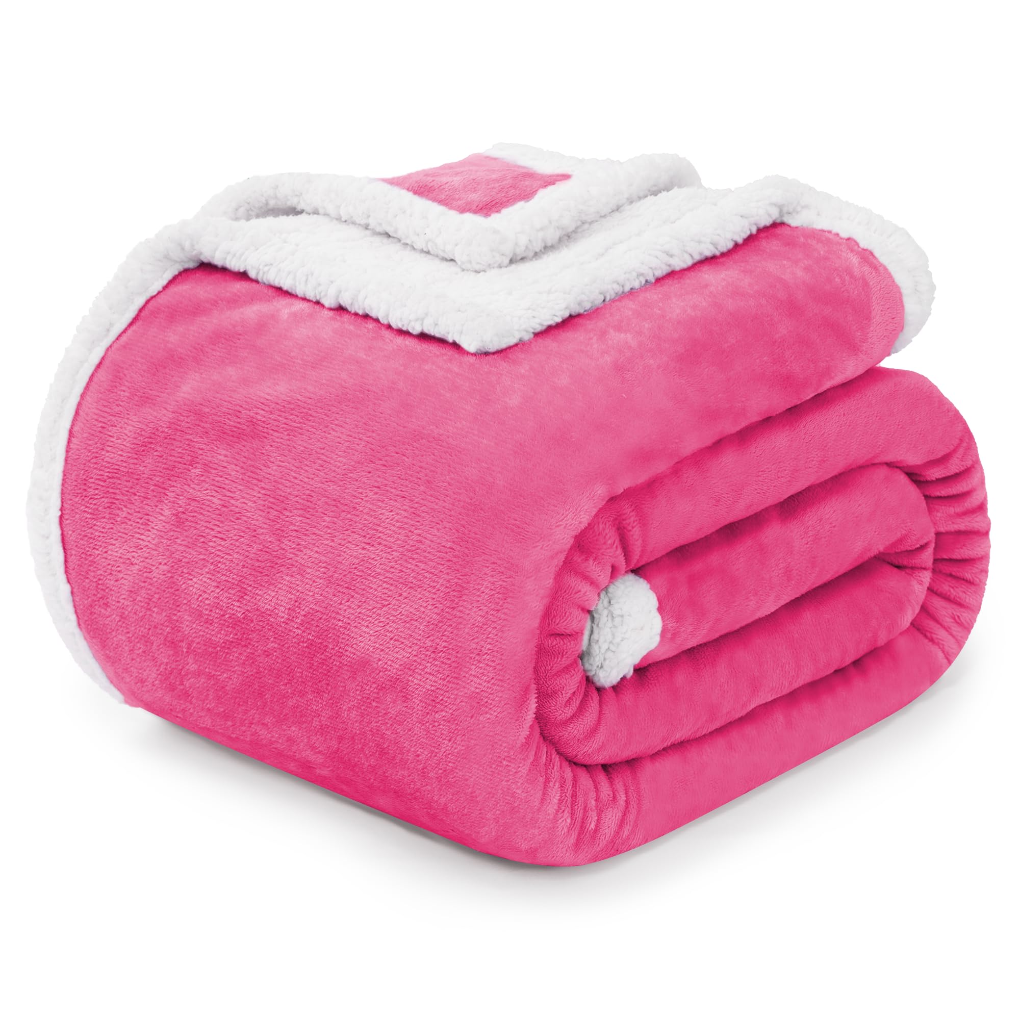 Front. Alchemy Casas - Sherpa Fleece Throw Blankets Soft Fluffy Flannel Plush Blanket And Fuzzy Cozy Cuddle For Couch Bed Sofa - Pink Throw-50"x60".