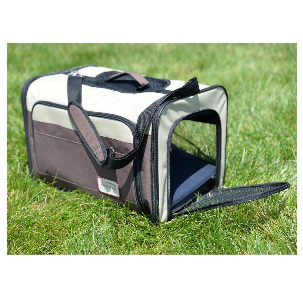 Back. Armarkat - Pet Carrier Beige and Chocolate - Beige.