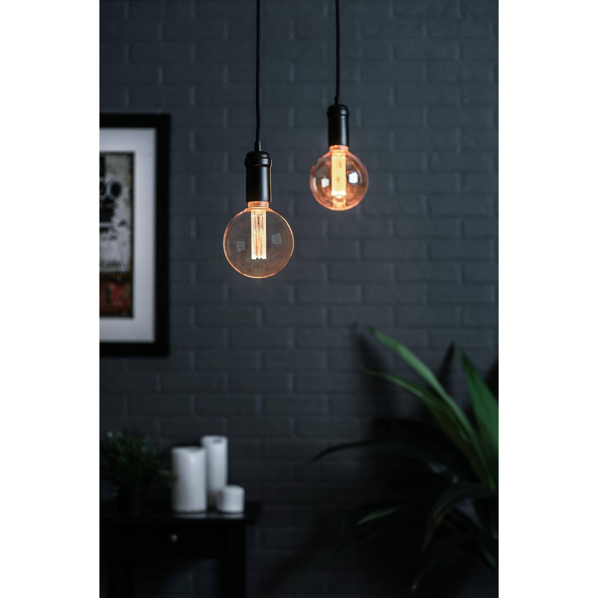 Alt View 5. Next Glow - Vintage Globe LED Light Bulbs G40/G125 3.5W (20W Eq), E26 Base, Dimmable Warm Amber Light for Home/Kitchen - Warm Amber.