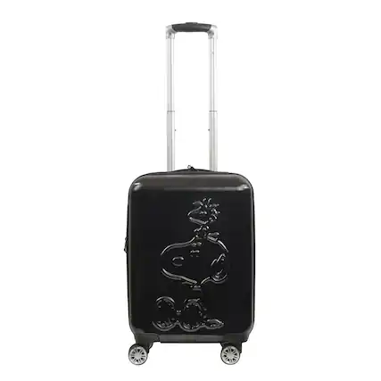 Front. Ful - Peanuts Snoopy & Woodstock Embossed Molded Hardside 22" Caryon Suitecase spinner, Black - Black.