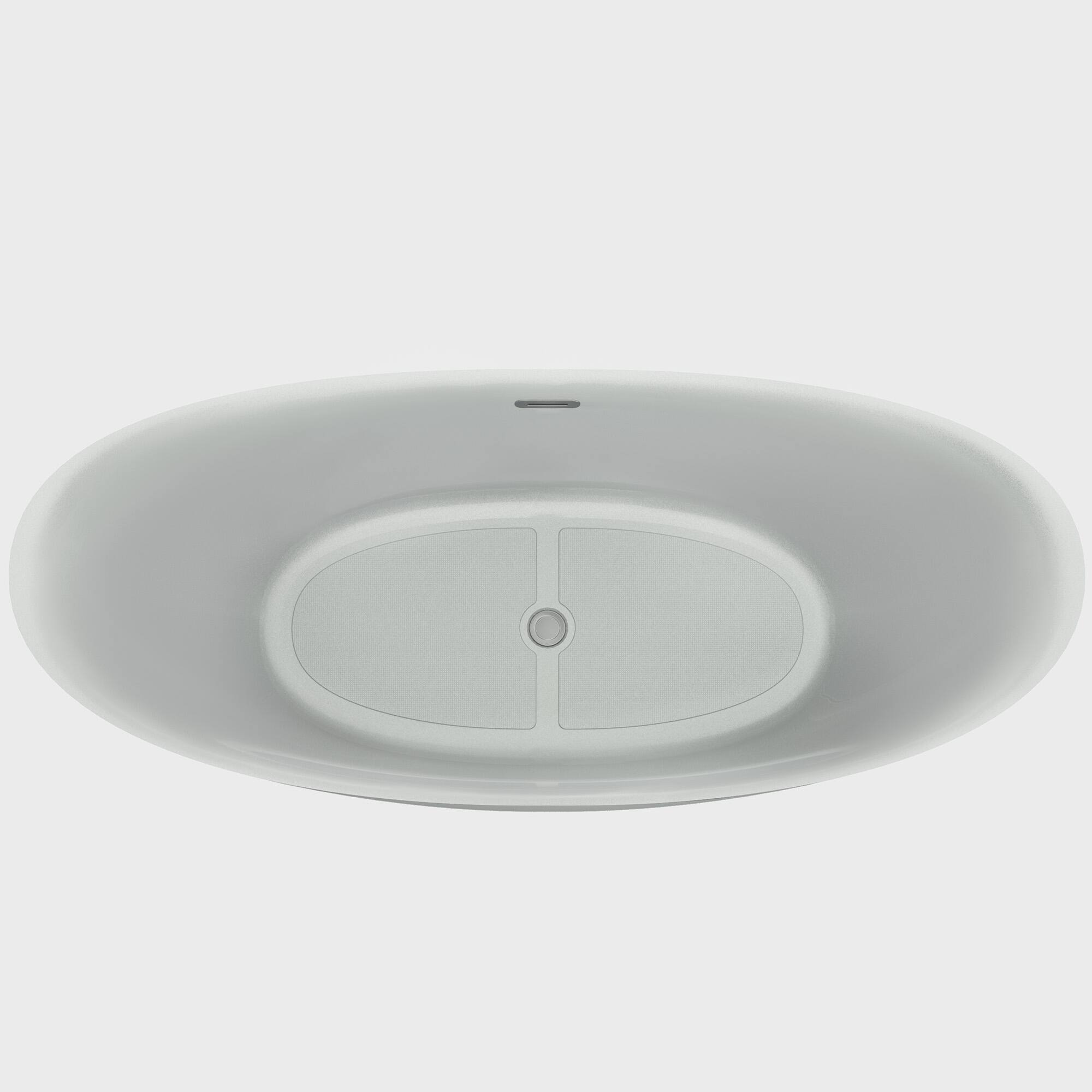 Alt View 5. Empava - Artistic Style 67 in. x 30.7 in. Acrylic Center Drain Freestanding Flat Bottom Bath Oval Soaking Bathtub in Pearl White - White.