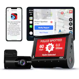 Cobra - SC 250R 4K Dual-View Front & Rear Dash Cam, works with Apple CarPlay/Android Auto - Black