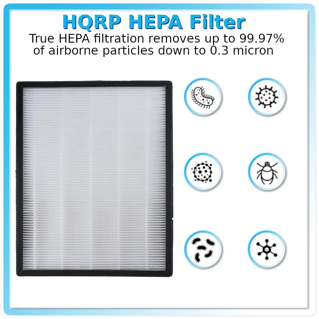 HQRP HEPA Filter  
True HEPA filtration removes up to 99.97% of airborne particles down to 0.3 micron