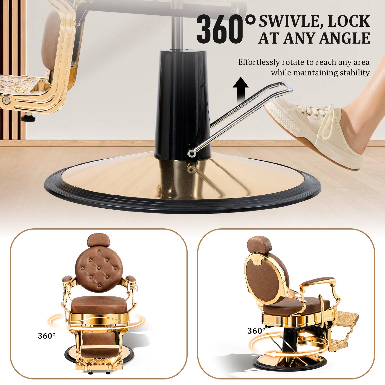 360° SWIVLE, LOCK AT ANY ANGLE

Effortlessly rotate to reach any area while maintaining stability