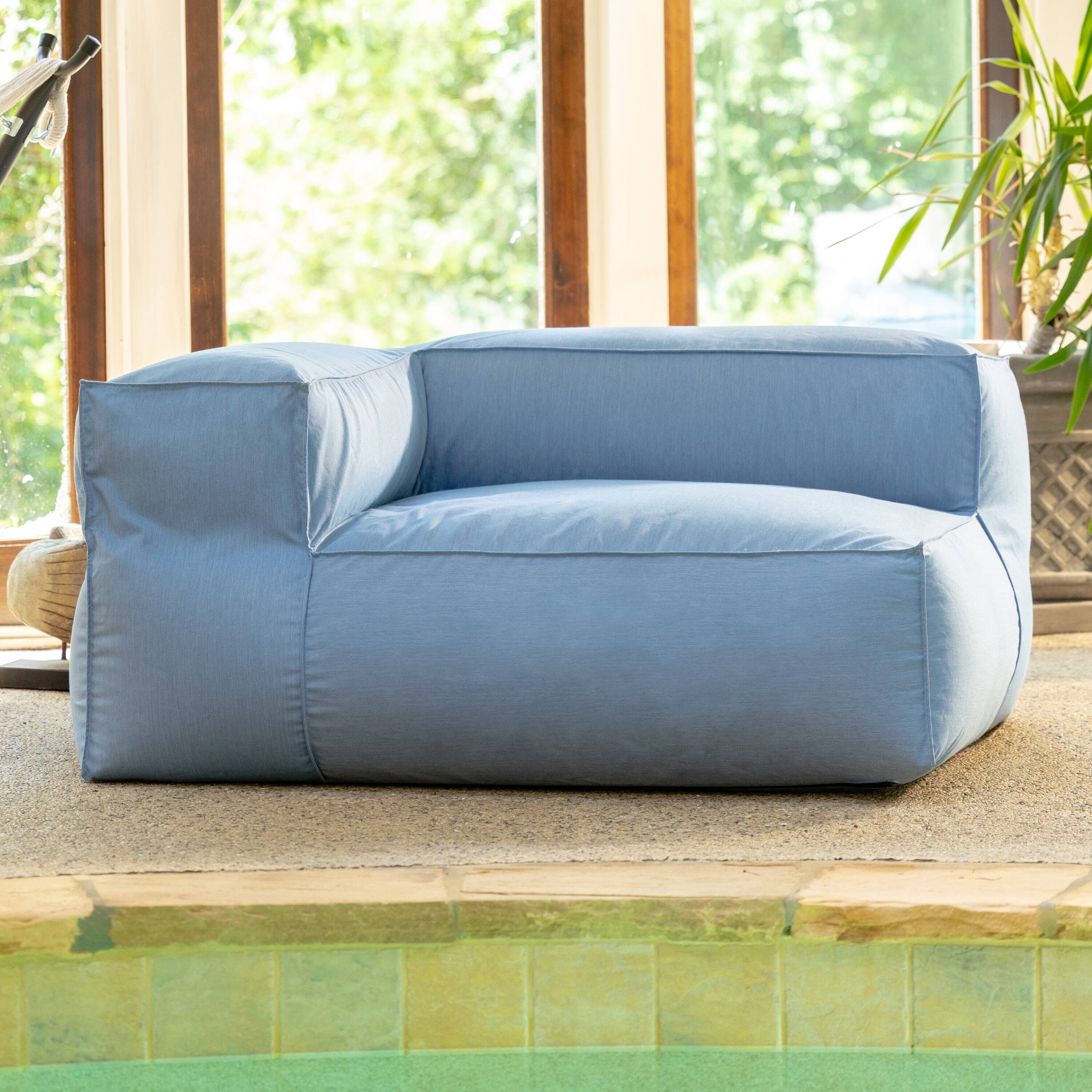 Angle. Jaxx - Baya Outdoor Right Corner - Sunbrella, Ocean Blue - Ocean Blue.
