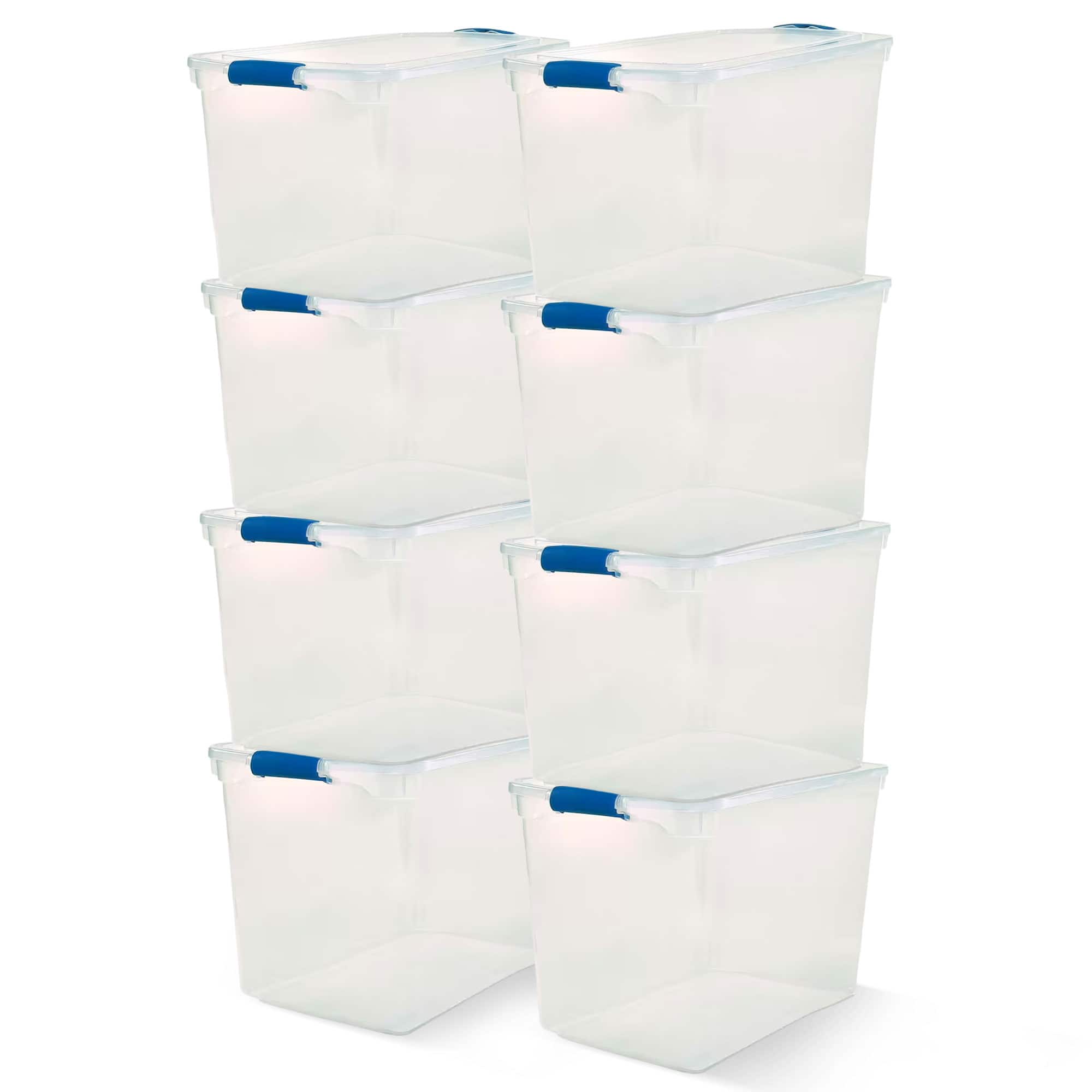 Homz - 112 Quart Heavy Duty Plastic Stackable Storage Containers, 8 Pack - Clear