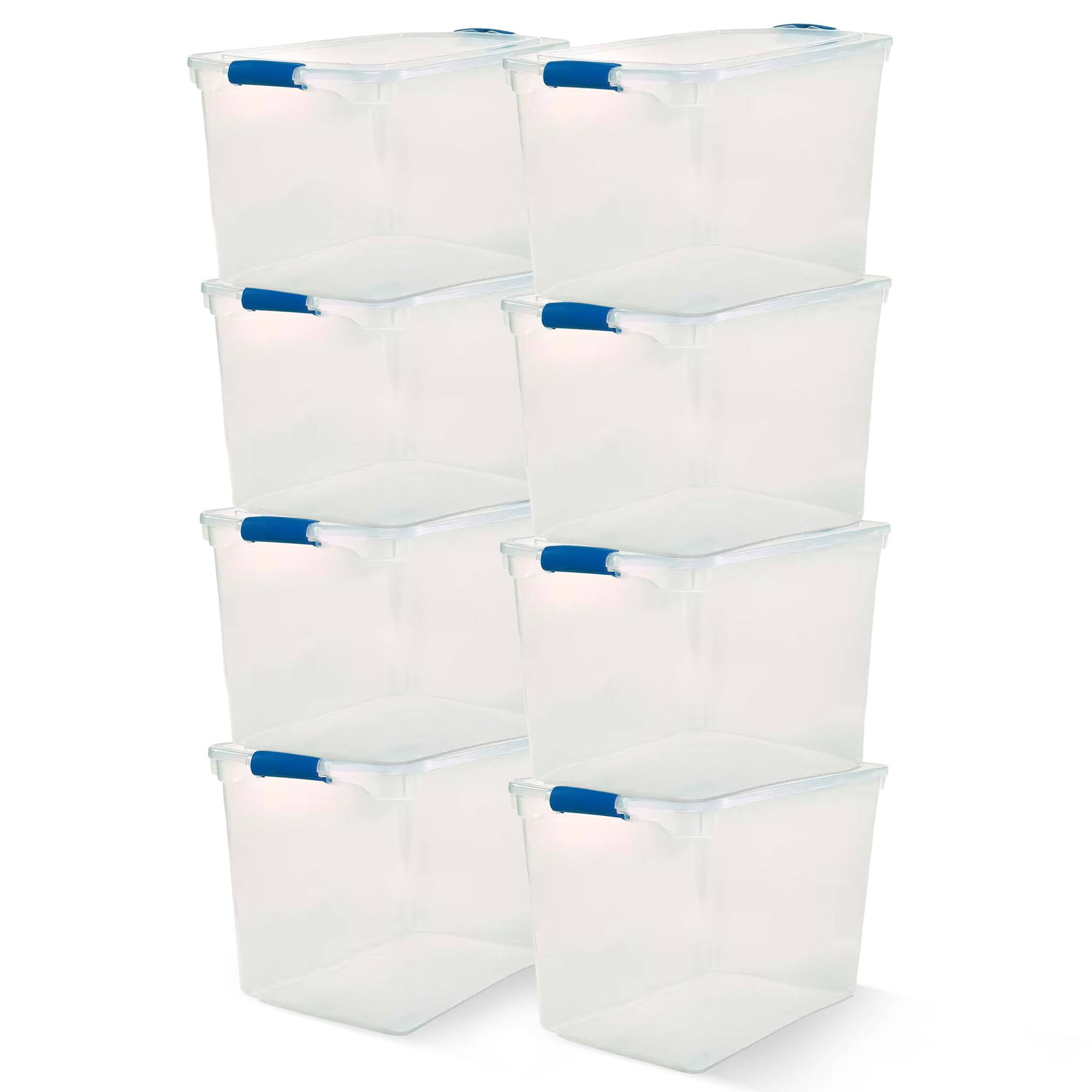 Front. Homz - Homz 112 Quart Heavy Duty Clear Plastic Stackable Storage Containers, 8 Pack - Clear.