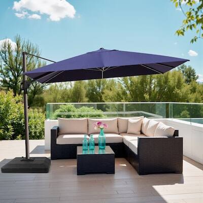 Alt View 5. Crestlive Products - Crestlive Products 12ft Aluminum Slide-tilt Cantilever Patio Umbrella with 350lbs Base - Navy blue.
